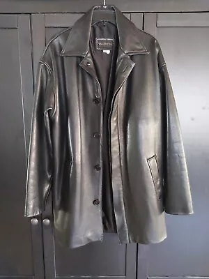 Men's Valencia Leather Car Coat Large L Black • $40.50