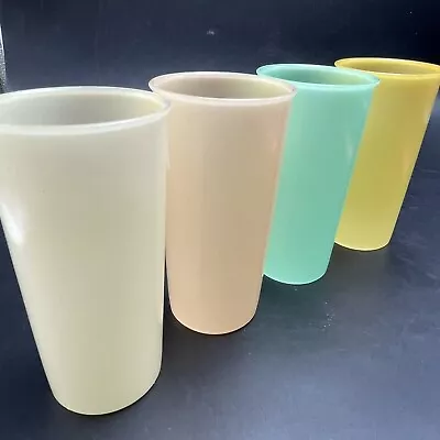 4 Vintage Tupperware Pastel Tumblers Glasses Cups #115 12 Oz 5” Tall • $10.99