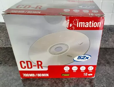 Imation Printable Blank CD-R Discs Top 700MB/80Min  52x Speed X10 Discs • £5.99