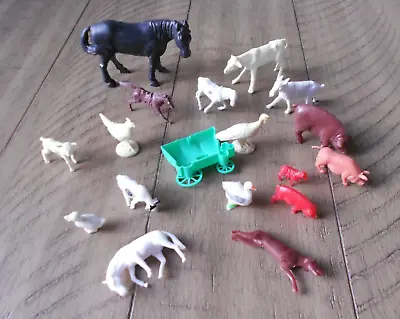 Vintage Plastic Play Set Animals Cow Pig Etc Marx & Similar Manufacturers 18 Pcs • $8.99