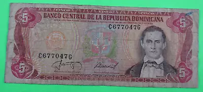 DOMINICAN REPUBLIC 5 PESOS ORO P#118c 1987 • $8
