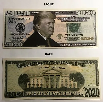 $4.95 • Buy 2020 Donald Trump Paper Novelty Note, Trump For President 2020 Dollars, Politics