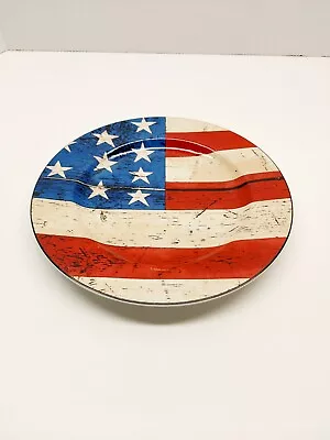 Warren Kimble Colonial Black Trim Red White Blue Americana Flag Salad Plate 8  • $8