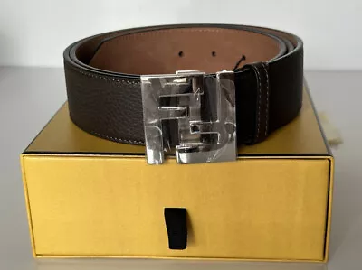 NWT $550 Fendi FF Calf Leather Brown Belt 110/44 Italy 7C0403 • $341.99