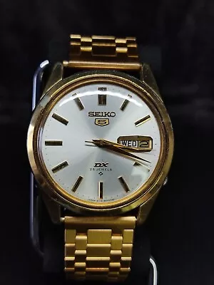 Vintage SEIKO 5 DX DELUXE 6016-8000 25 Stones Automatic Men's Watch From Japan • $88