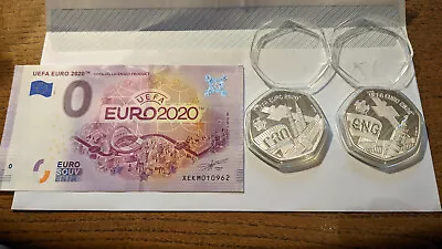 £12 • Buy Euro 2020 England Croatia Proof Silver Plated Gibralter Crowns & 0 Euro Note Set