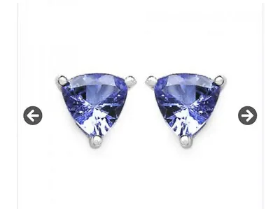 Vivid Tanzanite Stud Earrings Trillion Cut .7 CTW AAA GRADE • $200