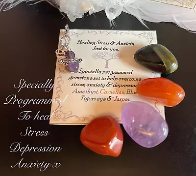 Crystal Healing STRESS DEPRESSION & ANXIETY GEMSTONE SET.  CHAKRA SET. REIKI. • £6.49