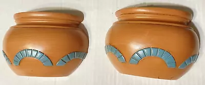 2 Wall Pocket Faux Terra Cotta Plastic Planter Pots Mexican Home Decor Vtg • $6.30