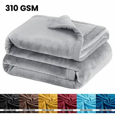 £10.95 • Buy Thick Fleece Blanket Bed Sofa Throw Luxury Soft Warm Thermal Camping Blankets