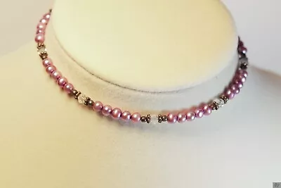 Vintage Pink Pearls Sterling Anklet 9.5  Boho Hippy • $20