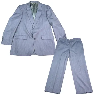 Christian Dior Monsieur Mens Suit Size 44L Gray Blue Striped Blazer Trousers • $71.01