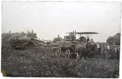 Steam Tractor Farm Family Horses Threshing Machine Postcard Unused RPPC M-51 • $10.99