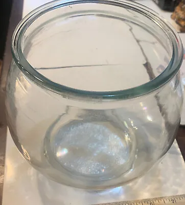 Vintage Small Clear Glass Fish Bowl Aquarium 7” X 5.5” 1/2 Gallon Tank • $29.99