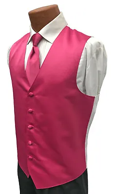 Men's Pink Tuxedo Vest & Tie Satin Fullback Cruise Formal Groom Wedding Prom   • $2.96