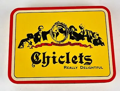 Vintage Chiclets Gum Advertising Hinged Tin Box Red &Yellow Trinkets Collector's • $10