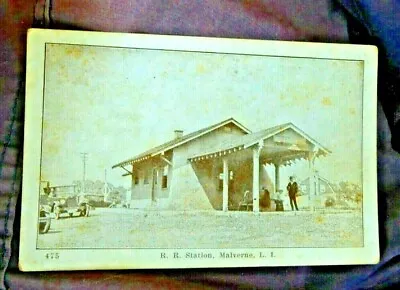 VINTAGE POSTCARD RAILROAD STATION MALVERNE LONG ISLAND NEW YORK C.1910 • $34.99