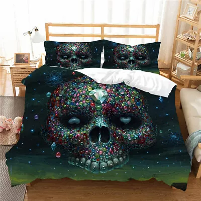Gemstone Skull Quilt Cover Set Full Quilt/Doona Cover Pillowcase • $23.10