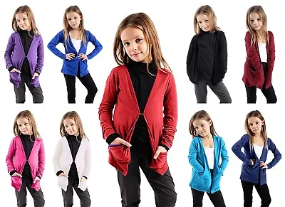 Girls Kids New Lovely Open Boyfriend Cardigans Top Casual Party Shrug  5-13 • £4.89