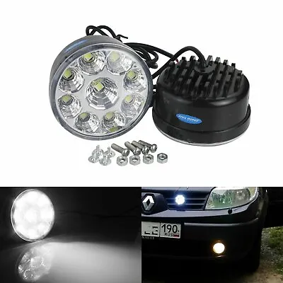 2x White 9 LED Round Waterproof Fog Daytime Running Driving Light Lamps Bulb DRL • $13.61