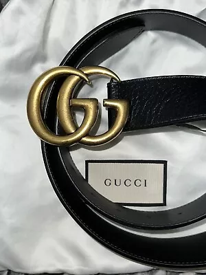 Authentic GUCCI GG Belt 406831 DJ20T Leather Black Used Men’s Great Condo. 90cm • $349.99