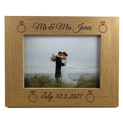 £8.99 • Buy Personalised Wooden Photo Frame 7x5 Photo Frame Wedding Anniversary Gift For Her