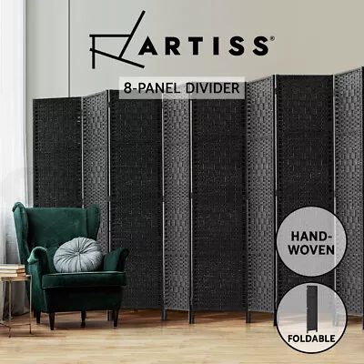 Artiss 8 Panel Room Divider Screen Partition Privacy Fold Stand Woven Black • $110.95