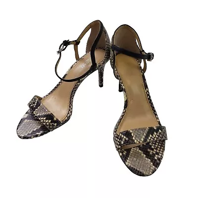 MICHAEL Michael Kors Leather Python Print Ankle Strap Heels Size 6 • $35