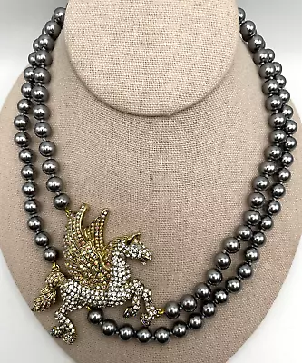 $219.90 • Buy HEIDI DAUS  Enchanted Equine  2-Strand Crystal Faux Pearl Pegasus Necklace - NWT