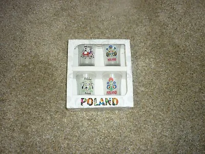 Poland Polska Shot Glass Set Of Four Vodka Set New • $16