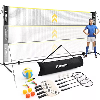 Badminton Volleyball Pickleball Net Set 17ft Adjustable Portable Net With Poles • $125.36