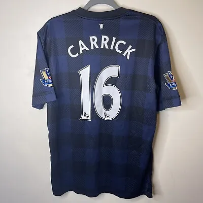 MANCHESTER UNITED 2013-14 AWAY JERSEY CARRICK #16 NIKE 532838-411 MEN Sz L • $75