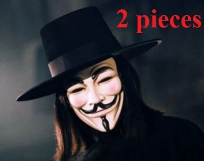 $39.99 • Buy  2 Pack Of V For Vendetta White Mask Fawkes Anonymous Halloween Cosplay Costume
