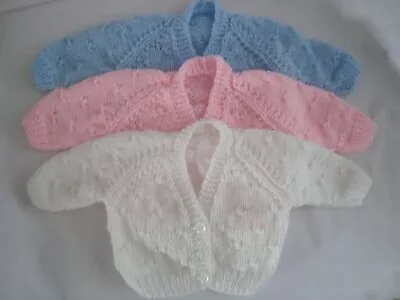 Hand Knitted Baby Cardigan - Newborn - 3 Colour Options • £7.20