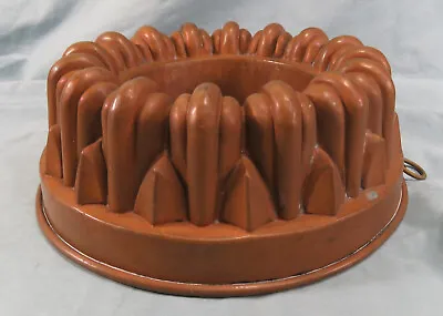 $59.99 • Buy Antique Copper Cake Pan Jelly Mold VTG Bundt Tin Lined Art Deco 227 Circle Decor