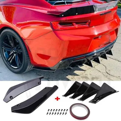 Carbon Look Rear Bumper Diffuser Lip Splitter Shark Fin For Subaru WRX Impreza • $23.72