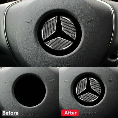 49 Mm Carbon Fiber Car Steering Wheel Center Insert Emblem Sticker Trim Cover • $8.09