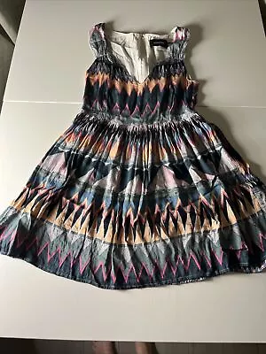 Minkpink Womens Mini Dress Medium Sleeveless V Neck Aztec Print Rayon • $12.50