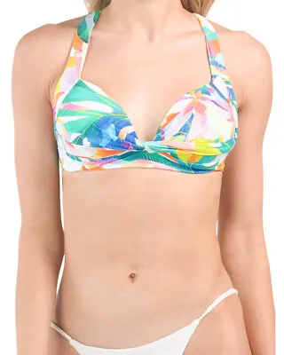 La Blanca Womens Bikini Top 8 Wild Tropic Keyhole Padded Push-Up Bra $79 • $18.99