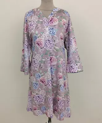 Magnolia Lounge Women's Nightdress Size M Purple Mix Floral 3/4 Sleeve Used F1 • £9.99