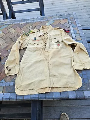Vintage Boy Scout Canada Summer Long Sleeve Shirt Uniform W Patches • $9.95