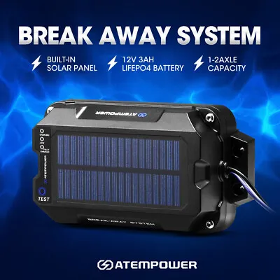 $99.95 • Buy Atem Power Break Away System With Battery& Switch Solar Trailer Electric Brake