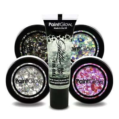 Set Of Chunky Glitter With Cosmetic Fixing Glue Included 5PACK • £5.99