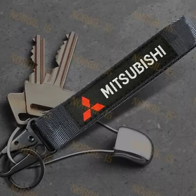 MITSUBISHI Racing Keychain Metal Backpack Key Ring Hook Strap Lanyard Nylon • $7.38