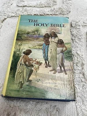 The Holy Bible Illustrated In Colour By E S Hardy - DJ - Collins Vintage📘🙏🎄 • £22