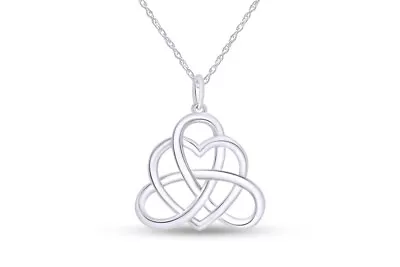 Irish Heart Celtic Vintage Pendant 18  Necklace 14K Gold Plated Sterling Silver • $26.06