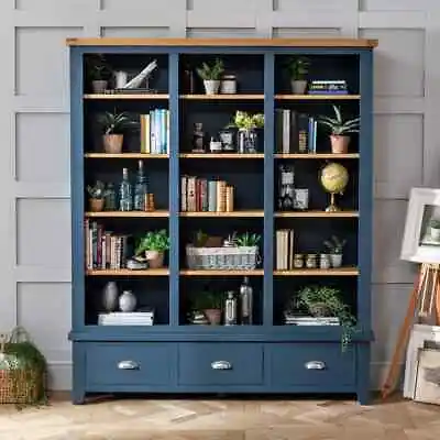 Westbury Blue Grand Library Bookcase - Shelving Storage Display Unit-Lounge-BP70 • £1099