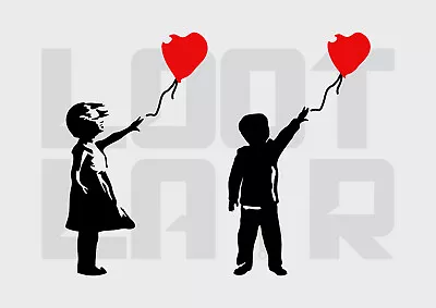 Banksy Girl Or Boy With Balloon Heart Graffiti Wall Art Decal Vinyl Stickers • £14.99