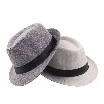 Men Women Straw Fedora Hat Trilby Cuban Sun Cap Panama Short Brim Floral Summer • $13.45