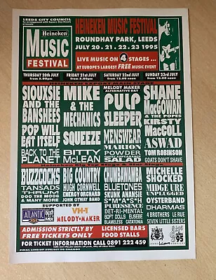 £3.99 • Buy Original Heineken Music Festival Leeds Full Page Magazine Promo Advert 1995